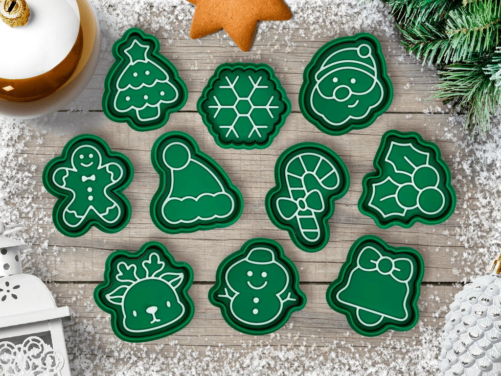 Christmas Cookie Cutter Set – 10 Festive Shapes - Stampa3D