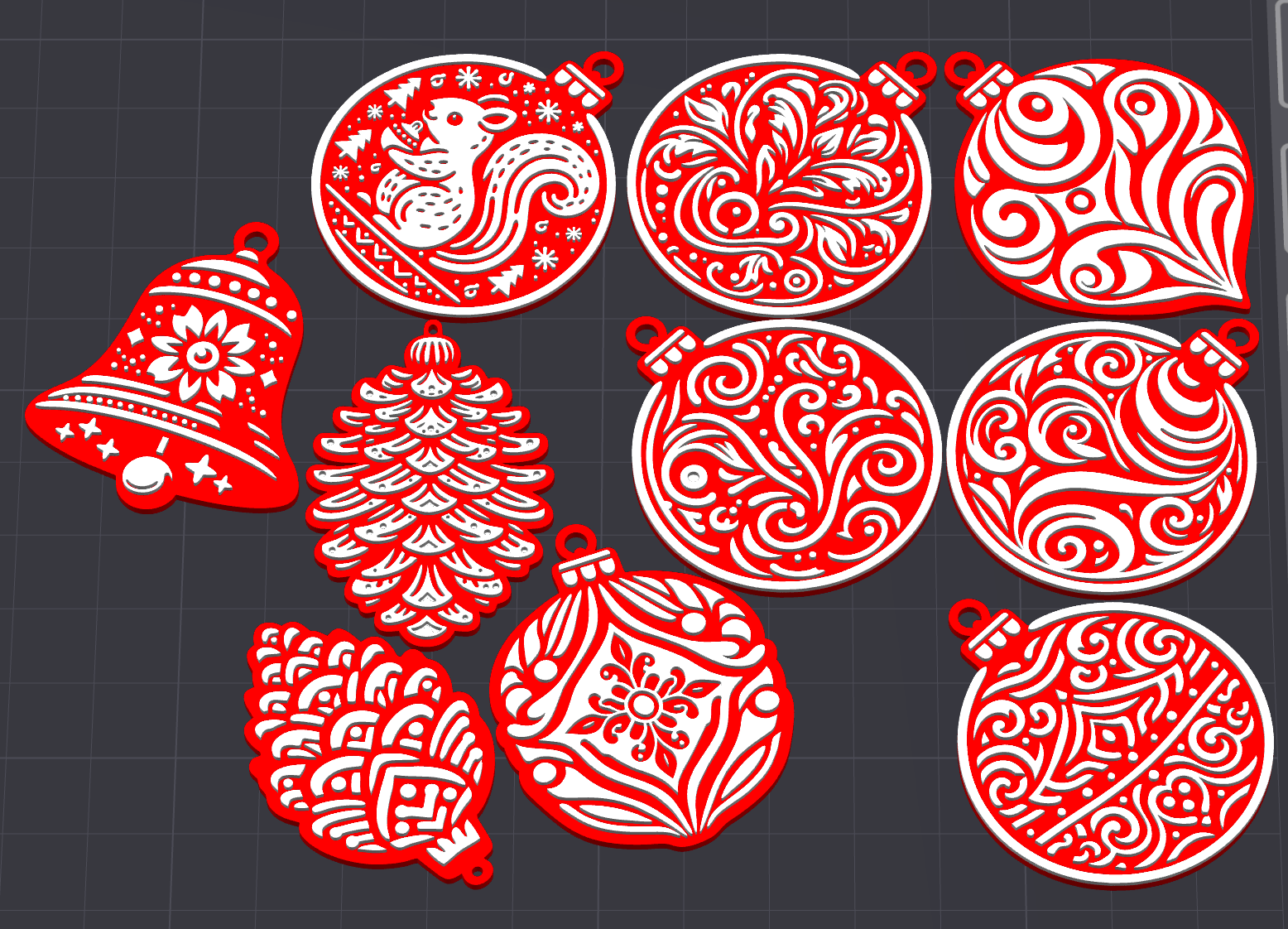 Intricate Christmas Ornament Set - Stampa3D
