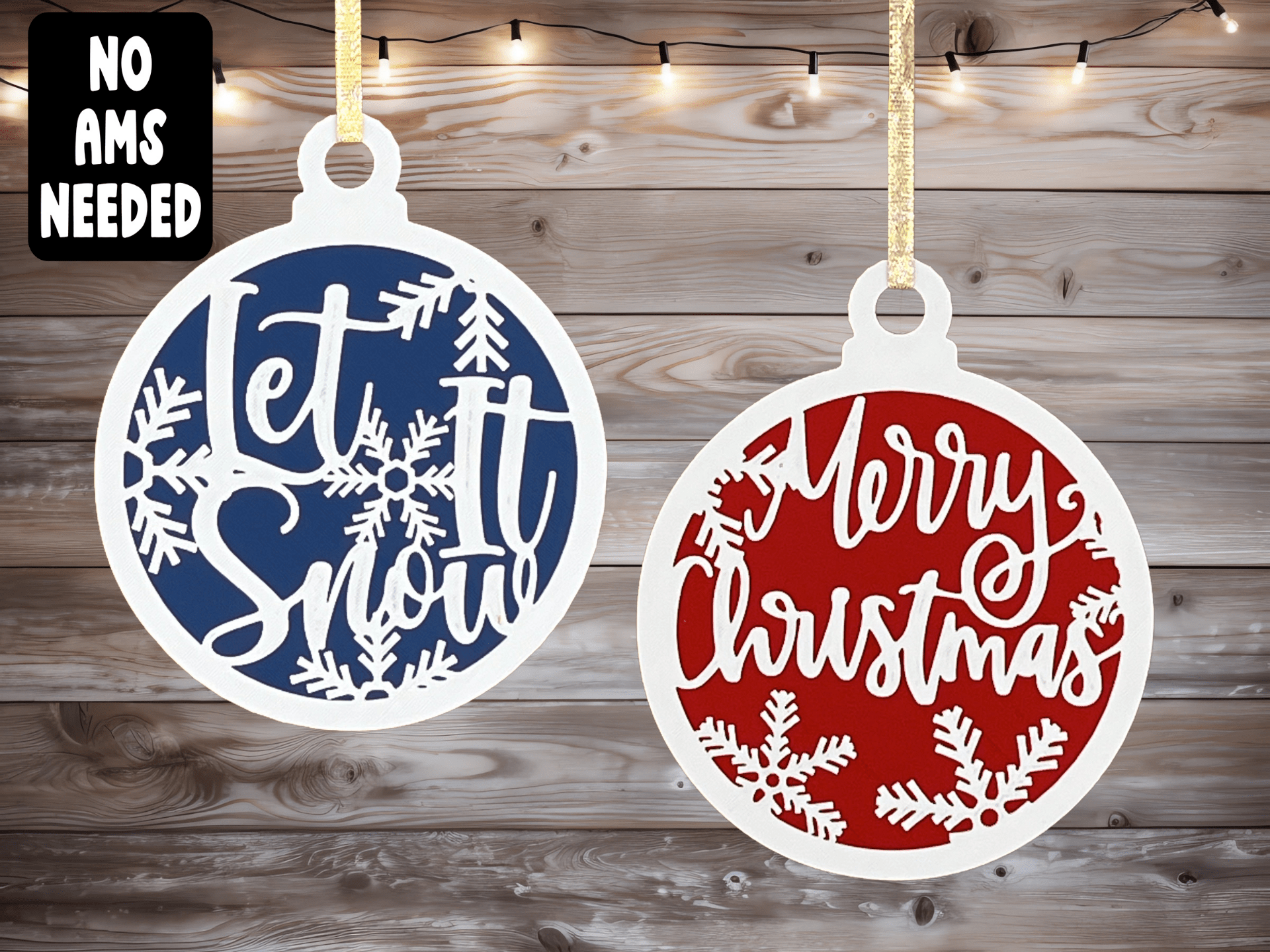 Merry Christmas & Let It Snow Ornament Duo - Stampa3D