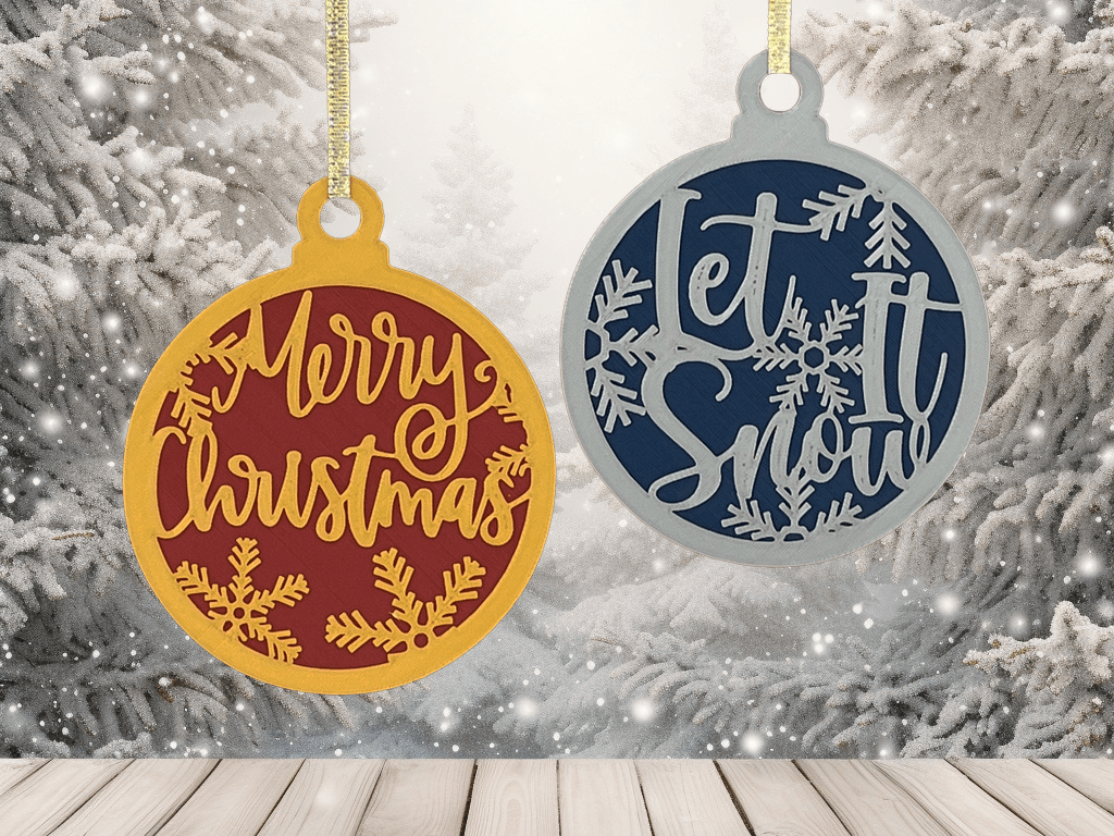 Merry Christmas & Let It Snow Ornament Duo - Stampa3D