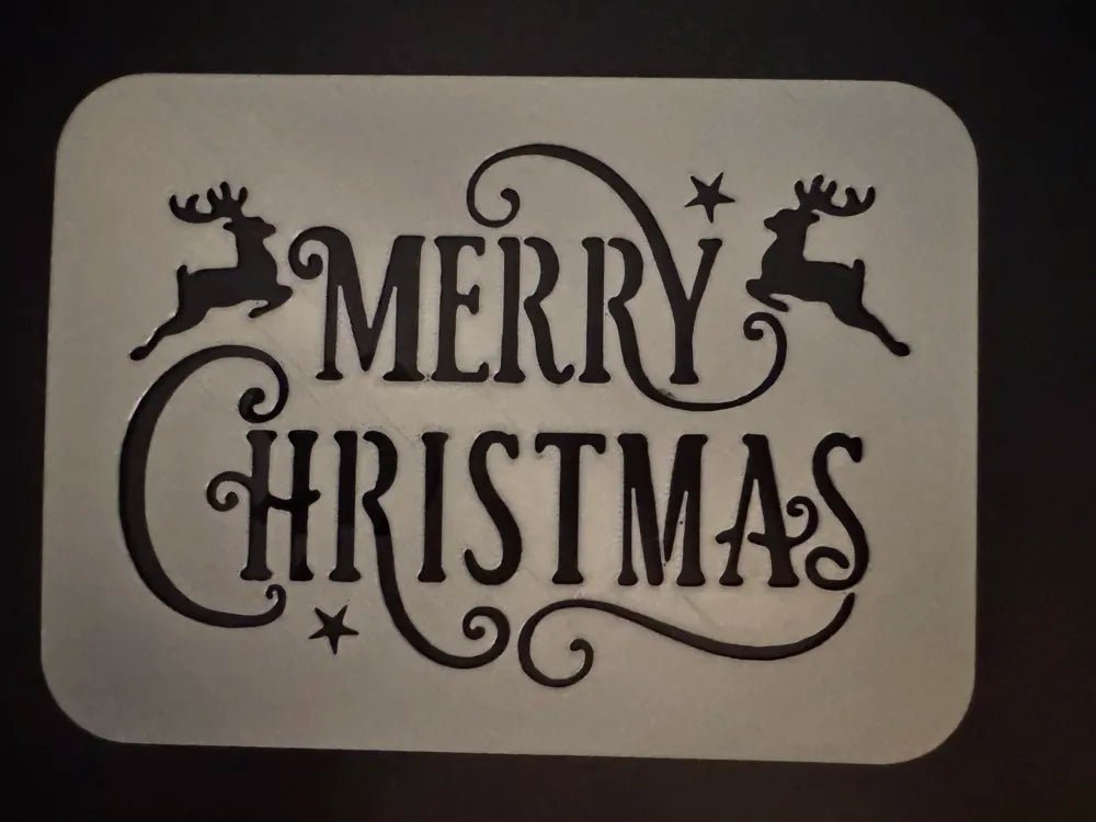 Merry Christmas Stencil – Festive Window Spray Template - Stampa3D