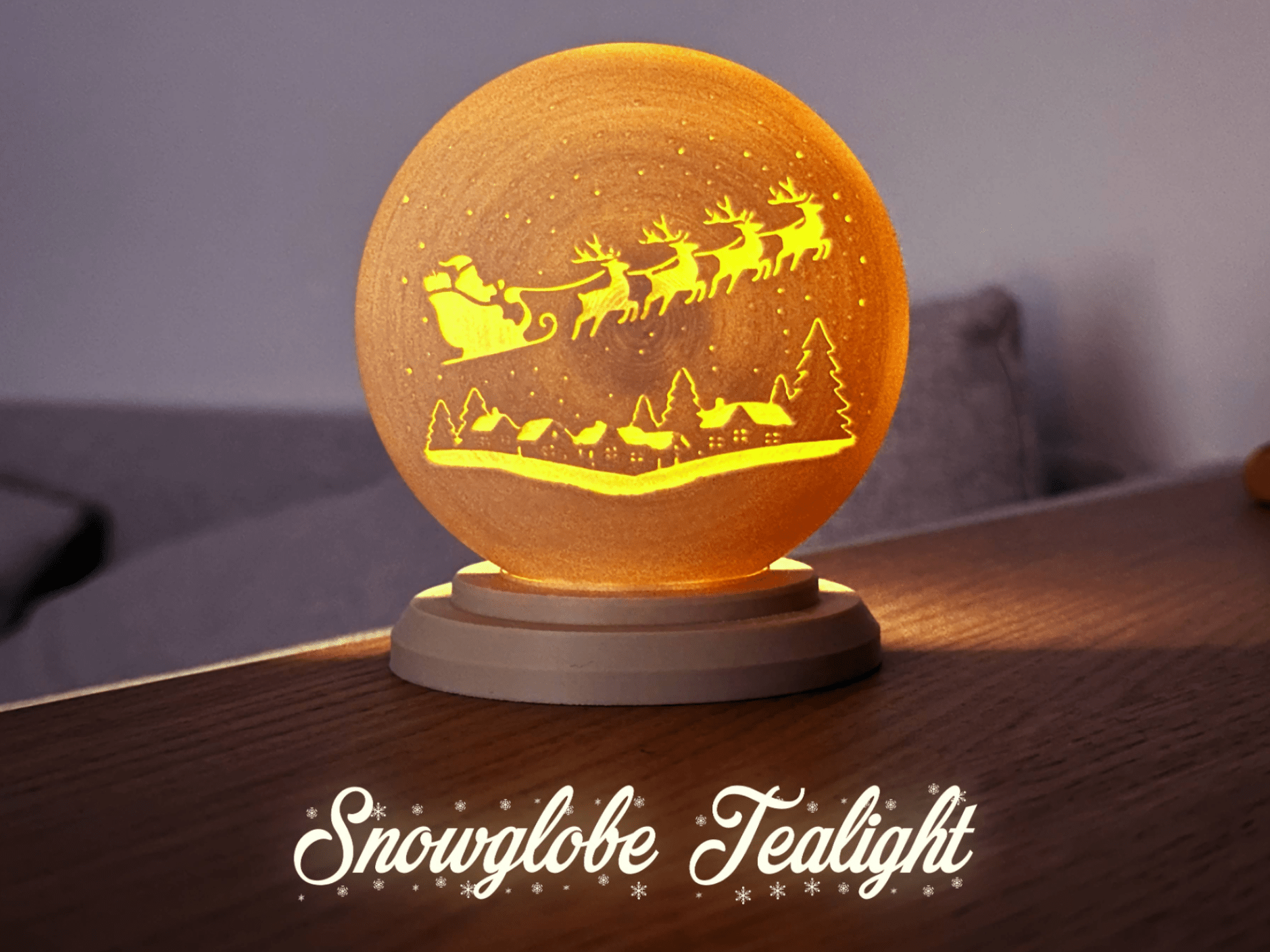 Snowglobe Tealight – Warm Christmas Glow - Stampa3D