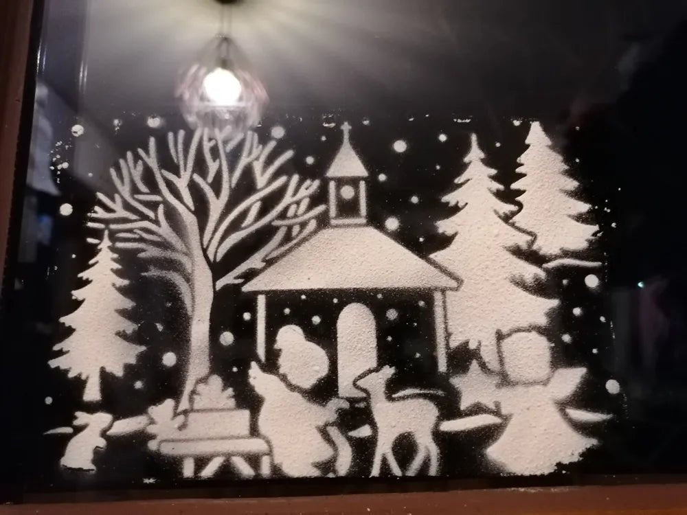 Winter Village Stencil – Large Christmas Window Spray Template - Stampa3D