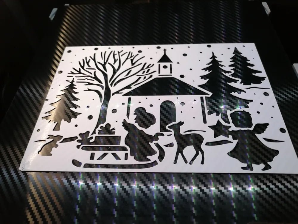 Winter Village Stencil – Large Christmas Window Spray Template - Stampa3D